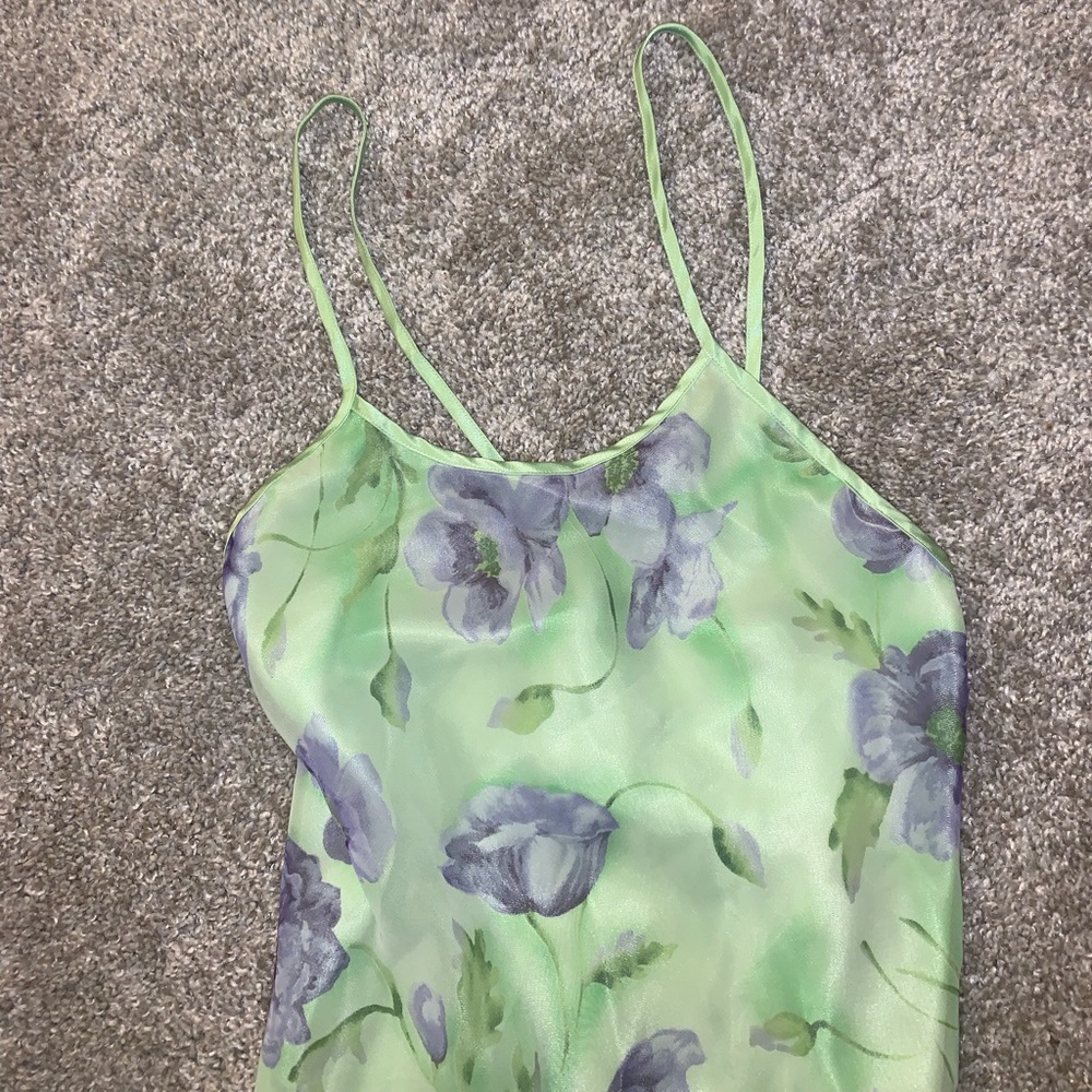 Lime Green & Purple Polyester Floral blouse sz M - Picture 5 of 13